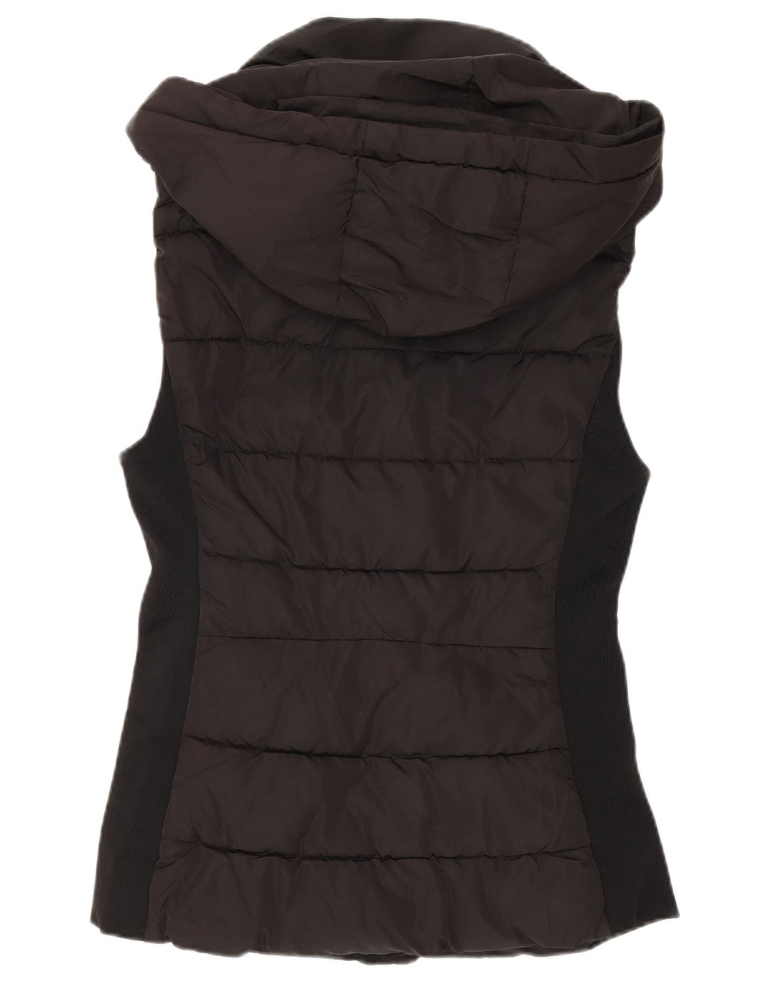 Zara Womens Hooded Padded Gilet UK 10 Small Black Polyester