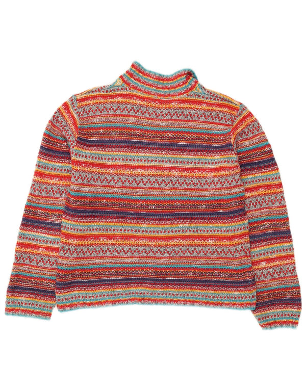 Wit Boy Womens Crop Cardigan Sweater UK 12 Medium Multicolored Striped