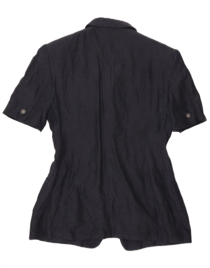Vintage Womens Short Sleeve 4 Button Blazer Jacket UK 16 Large Navy Blue