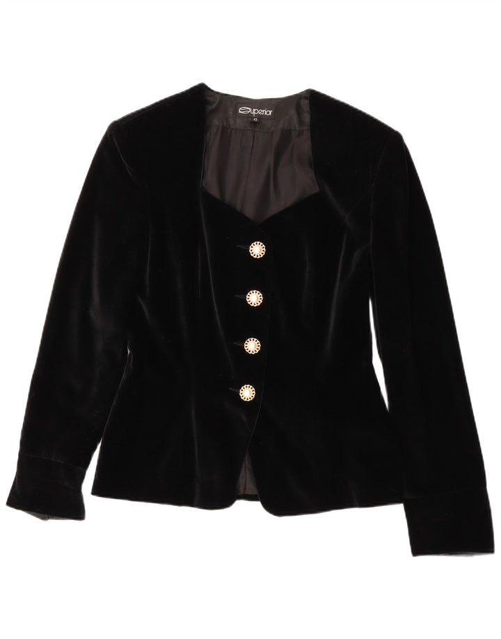Superior dame 4 knap velour 2 dele nederdel sæt IT 42 Medium W28 Sort