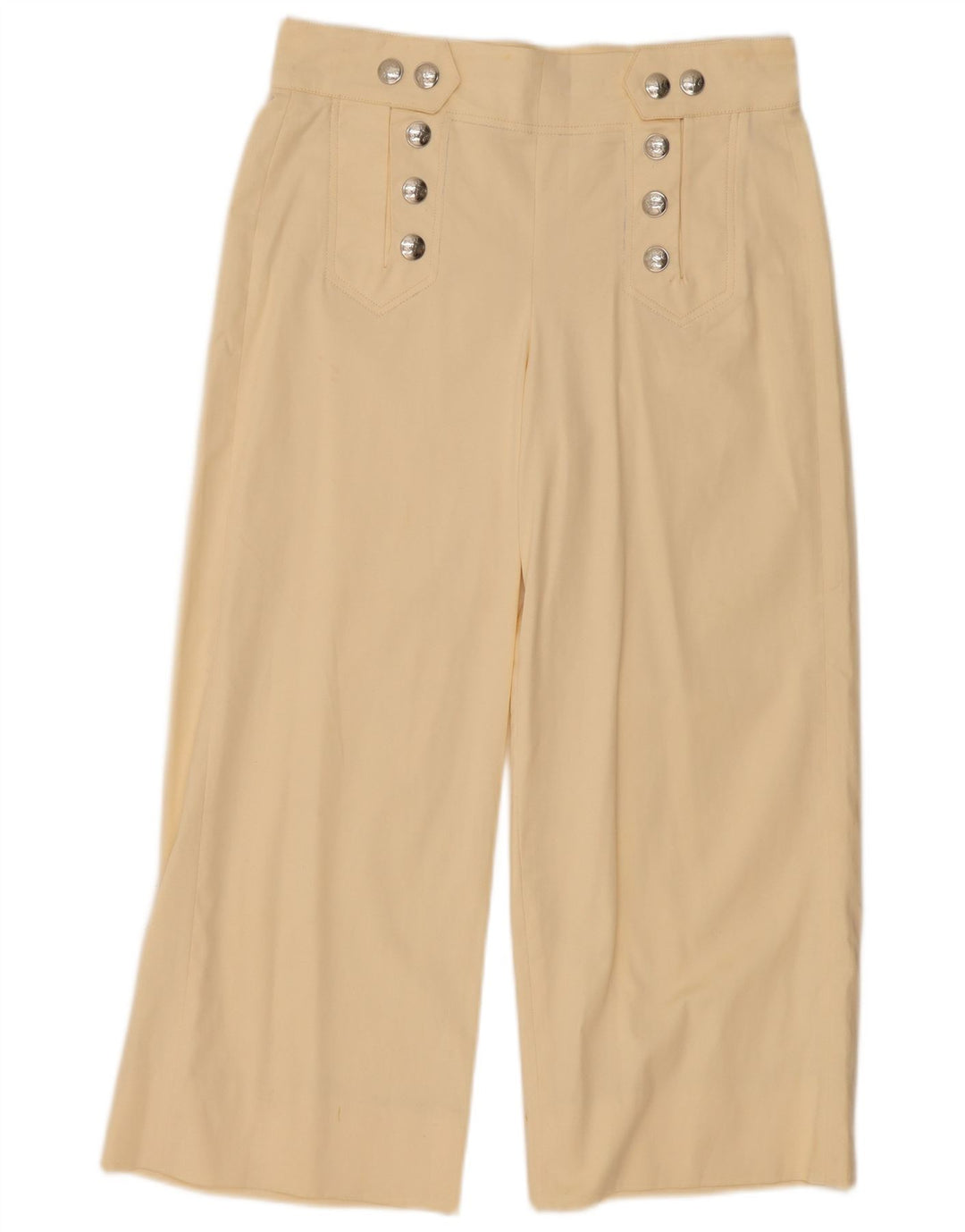 Zara Womens Studio Wide Leg Cropped Trousers Medium W28 L24 Off White