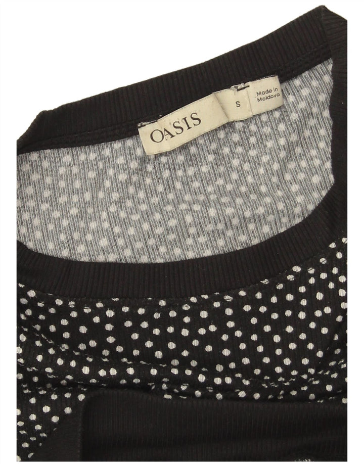 Oasis Womens Crop Oversized Sweatshirt Jumper UK 10 Small Black Polka Dot