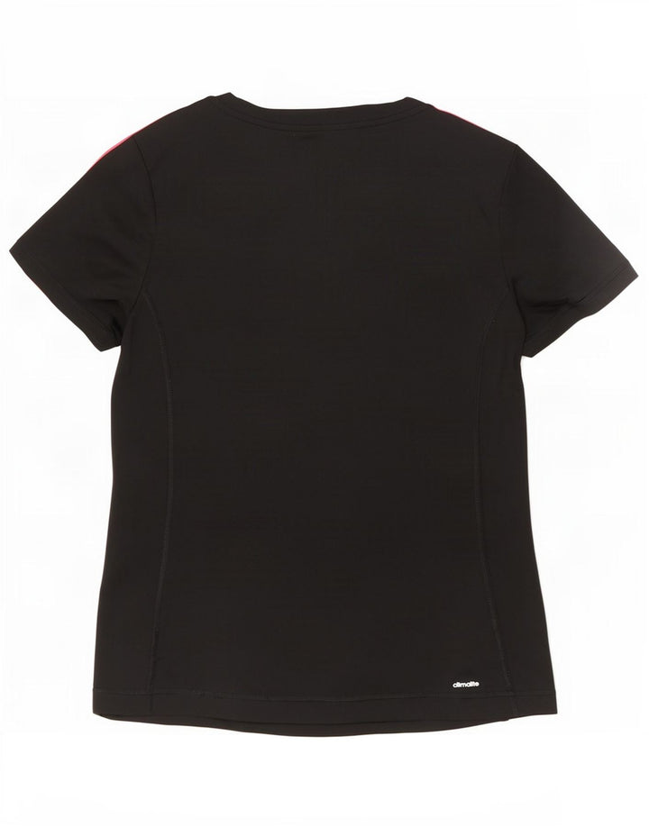 Adidas Climalite T-Shirt Top UK 12/14 Moyen Noir Polyester