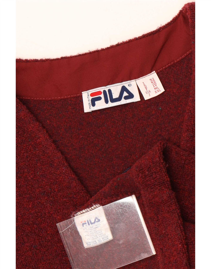 Fila Chaleco de punto para hombre de lana moteada en color granate medio