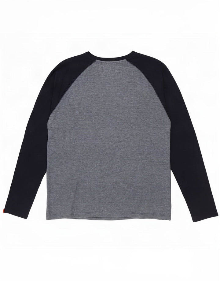 Top da uomo a maniche lunghe Superdry 2XL in cotone color block blu