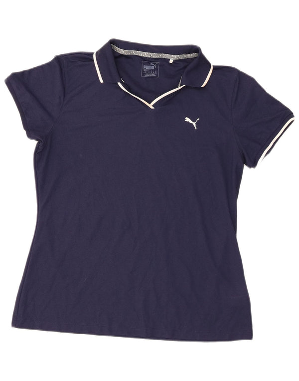 Puma Dame Polo Shirt UK 14 Large Navy Blue Polyester