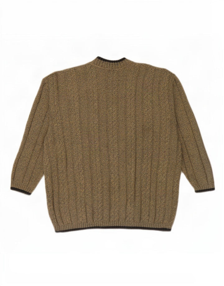 vintage Mens Turtle Neck Jumper Pull Petit Beige Polyacrylique