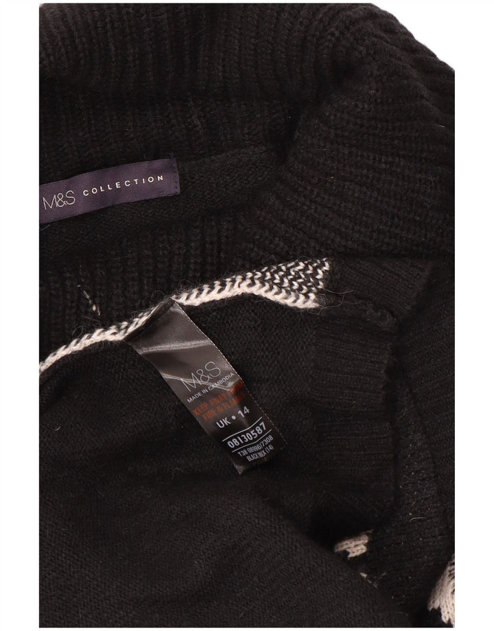 Marks & Spencer Womens Roll Neck Jumper Sweater UK 14 Medium Black Floral