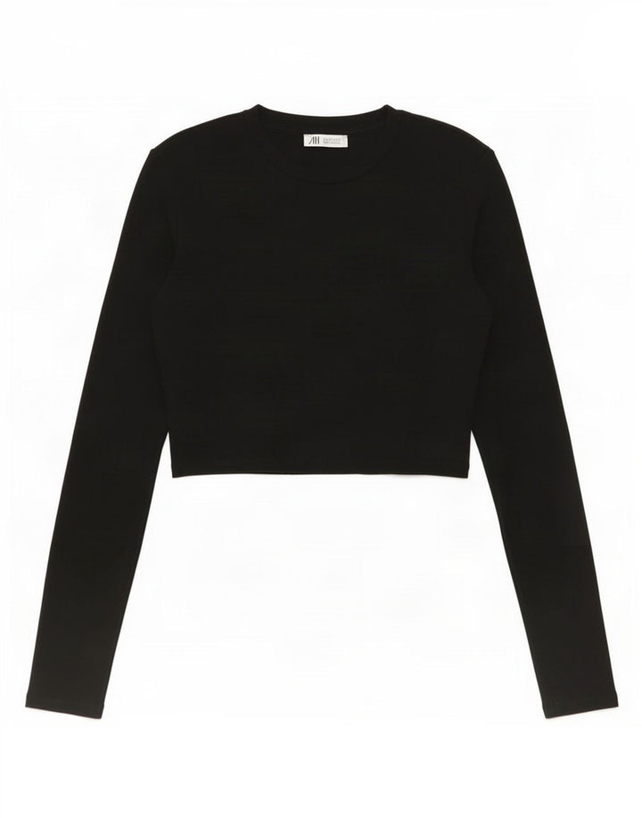 Top corto da donna Zara a maniche lunghe UK 12 medio nero