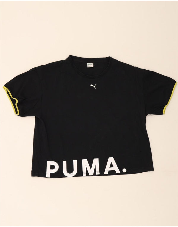 T-shirt grafica corta da donna Puma UK 16 grande cotone nero