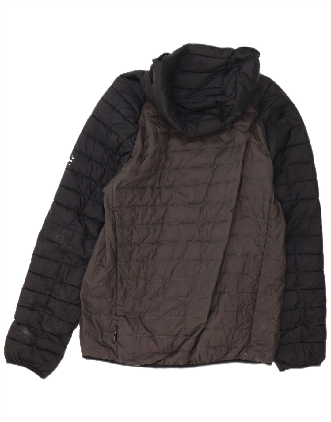 Jack Wolfskin Mens Hooded Padded Jacket UK 40 Large Grey Colourblock