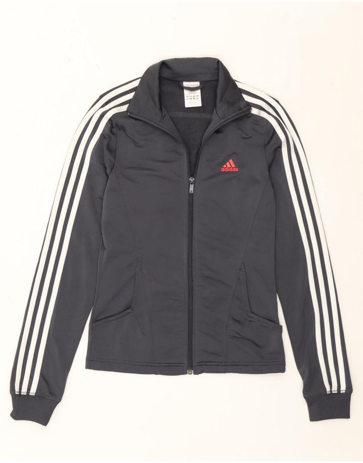 Giacca da tuta da donna dalla vestibilità regolare Adidas UK 8 Small Poliestere grigio