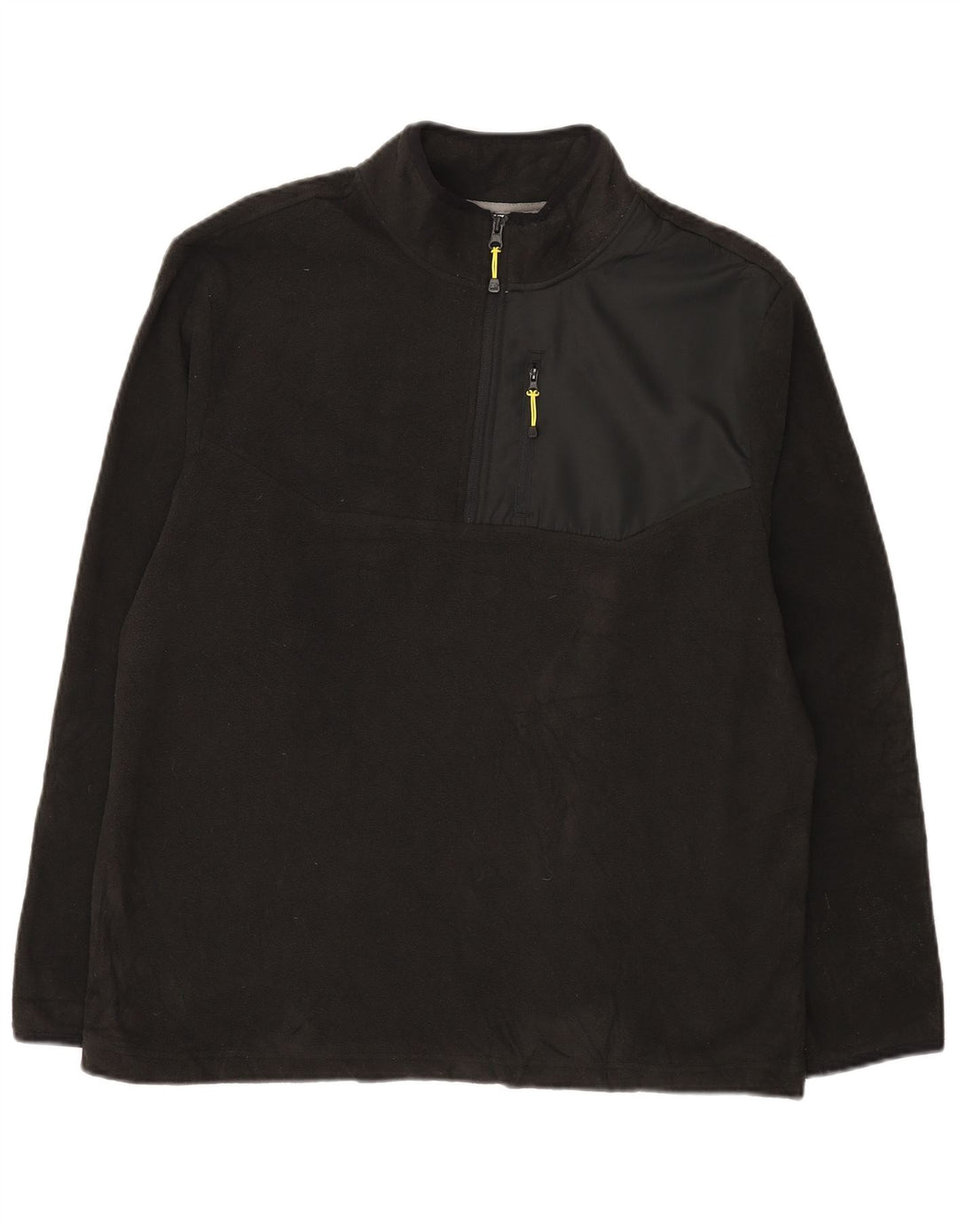 STARTER Mens Zip Neck Fleece Jumper Large Black Polyester