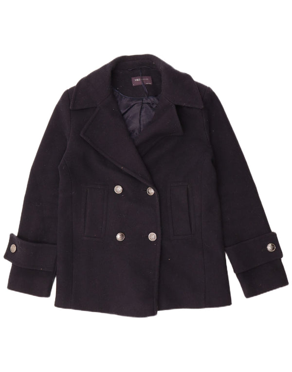 Marks & Spencer Dame Oversized Pea Coat UK 8 Small Navy Blue Polyester