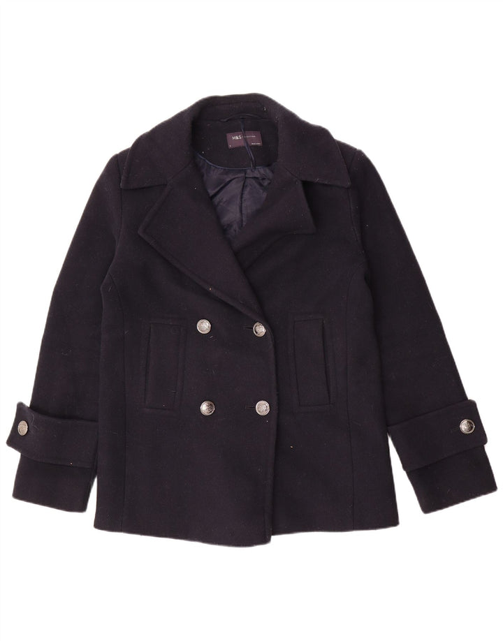 Marks & Spencer Dame Oversized Pea Coat UK 8 Small Navy Blue Polyester