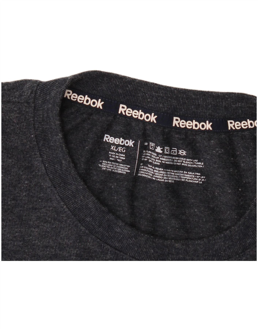Reebok Herren T-Shirt Top XL Grau geflecktes Polyester