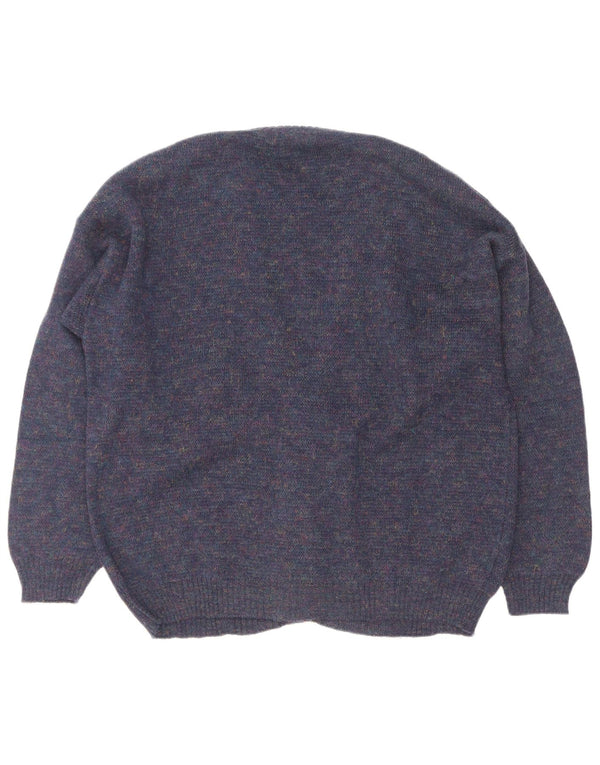 Vintage Mens Cardigan Sweater Large Navy Blue Flecked Acrylic