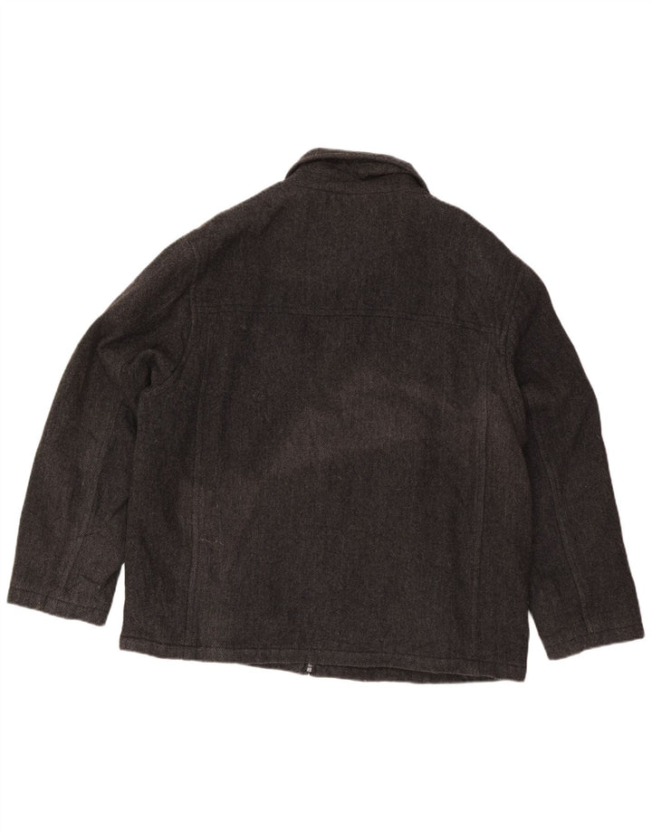Dockers Mens Bomber Jacket UK 42 XL Grey Herringbone Wool