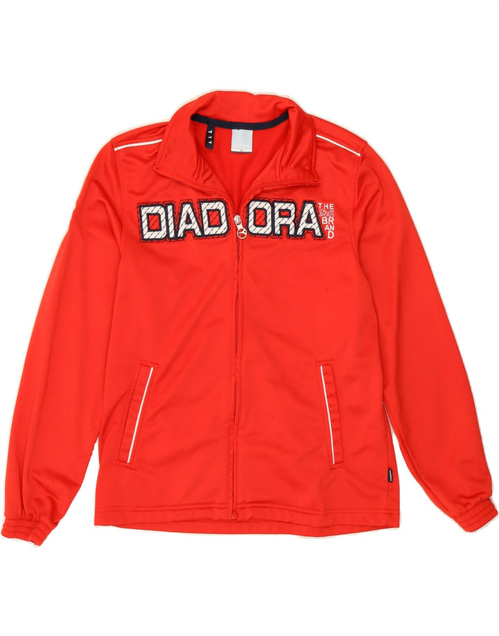 DIADORA Girls Graphic Tracksuit Top Jacket 14-15 Years Red Polyester Vintage Diadora and Second-Hand Diadora from Messina Hembry 