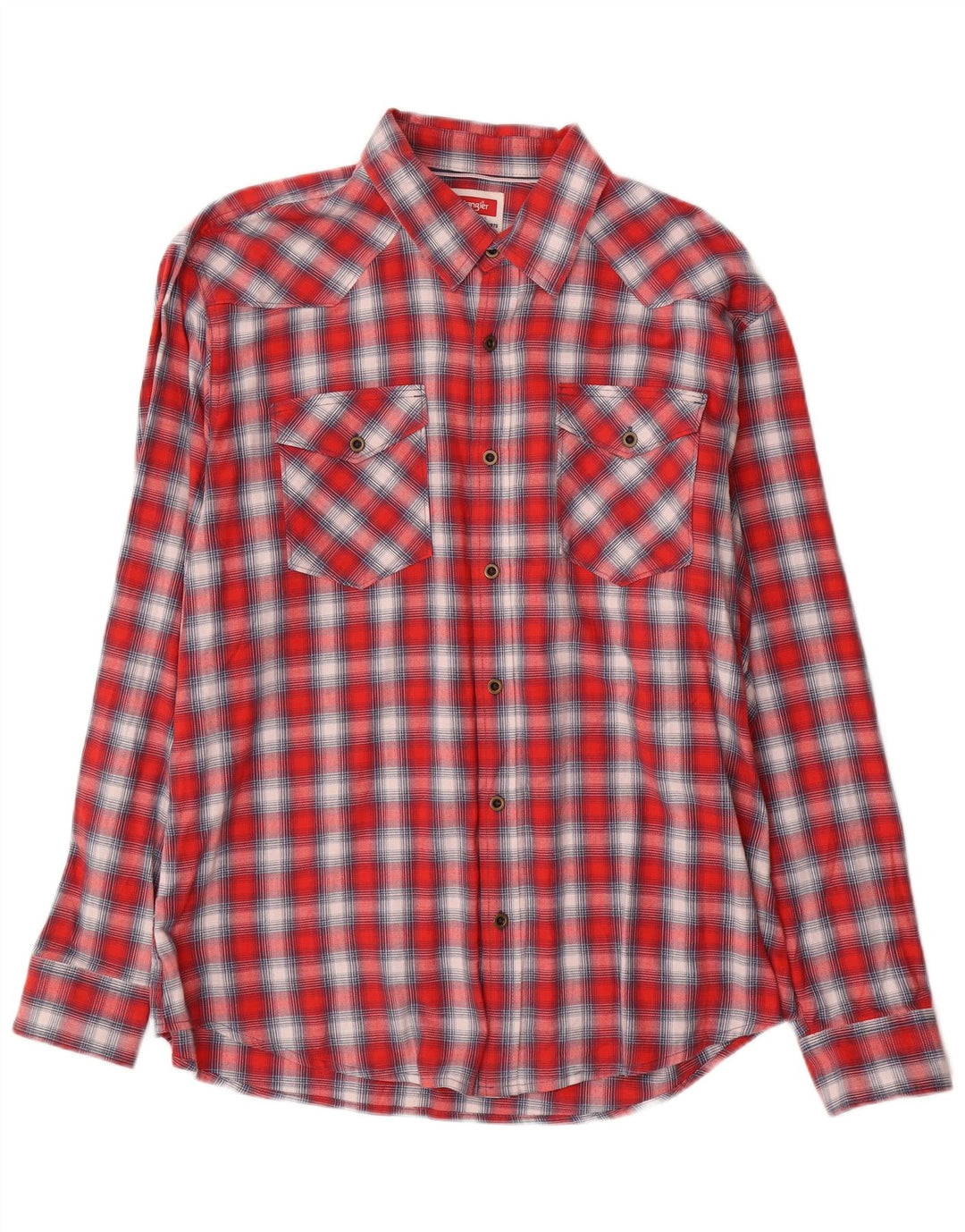 Wrangler Mens Western Flannel Shirt XL Red Check Cotton