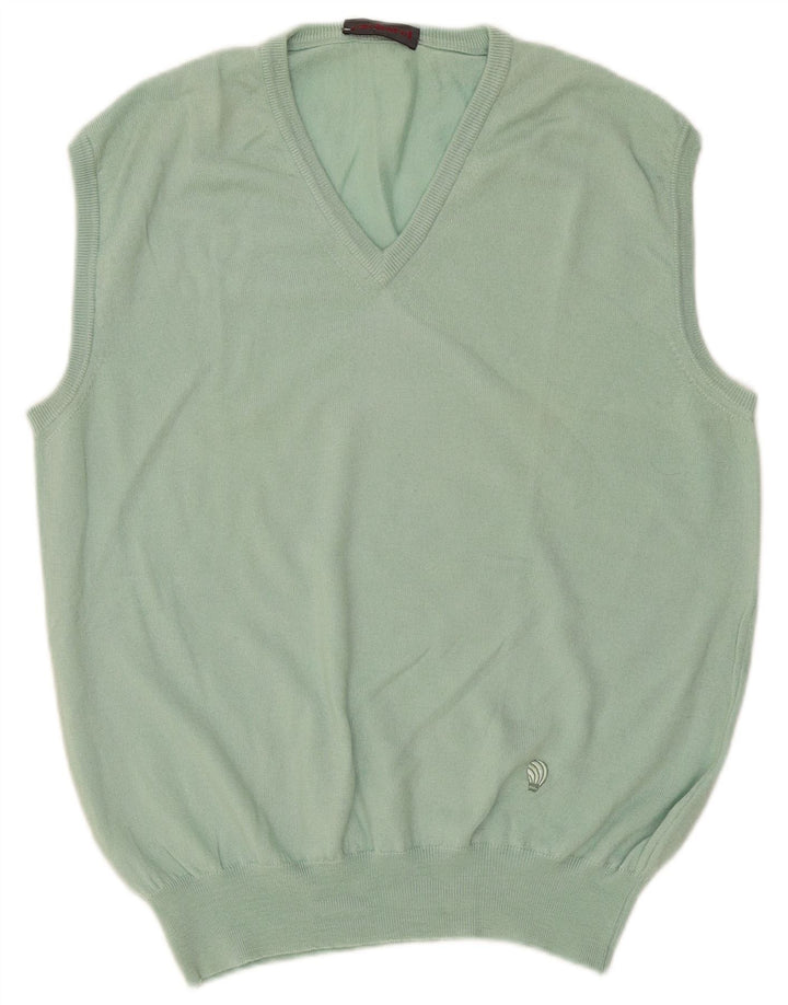 Cacharel Mens Vest Tank Top Large Green Virgin Wool