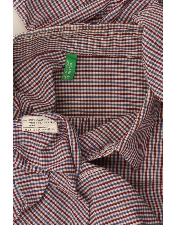 Camicia Benetton Uomo XL Cotone Check Multicolor