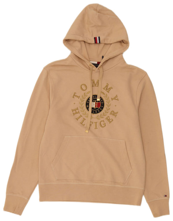 Tommy Hilfiger Hombre Sudadera con Capucha Gráfica Jersey Pequeño Algodón Beige
