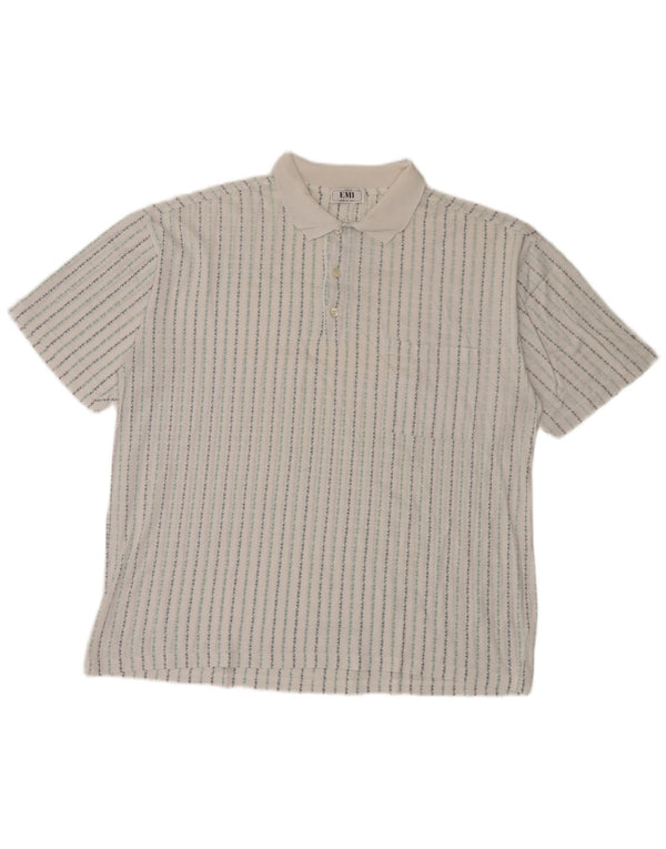 Tricou polo vintage pentru bărbați XL cu dungi albe