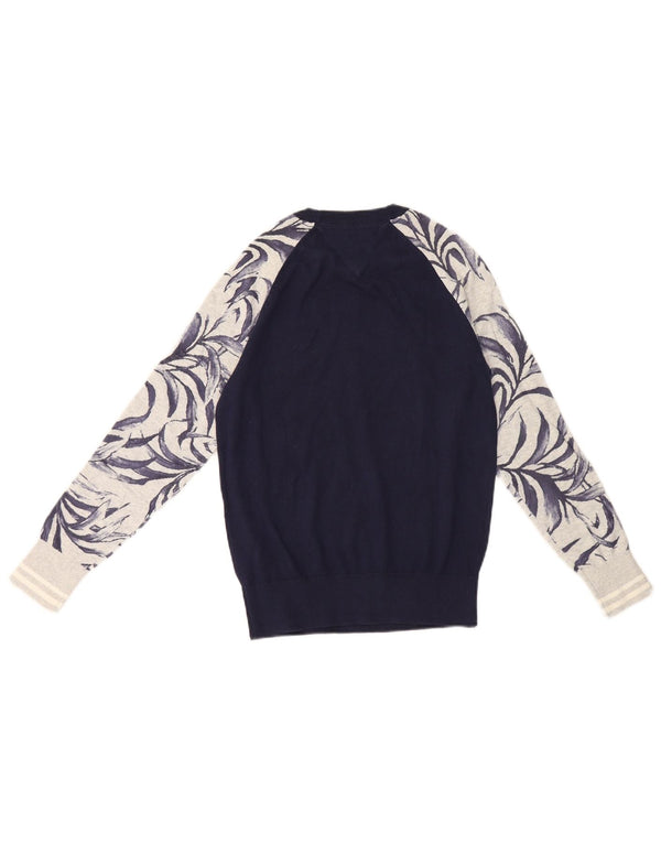 Tommy Hilfiger Jungen-Pullover mit Rundhalsausschnitt, 11–12 Jahre, Marineblau mit Blumenmuster