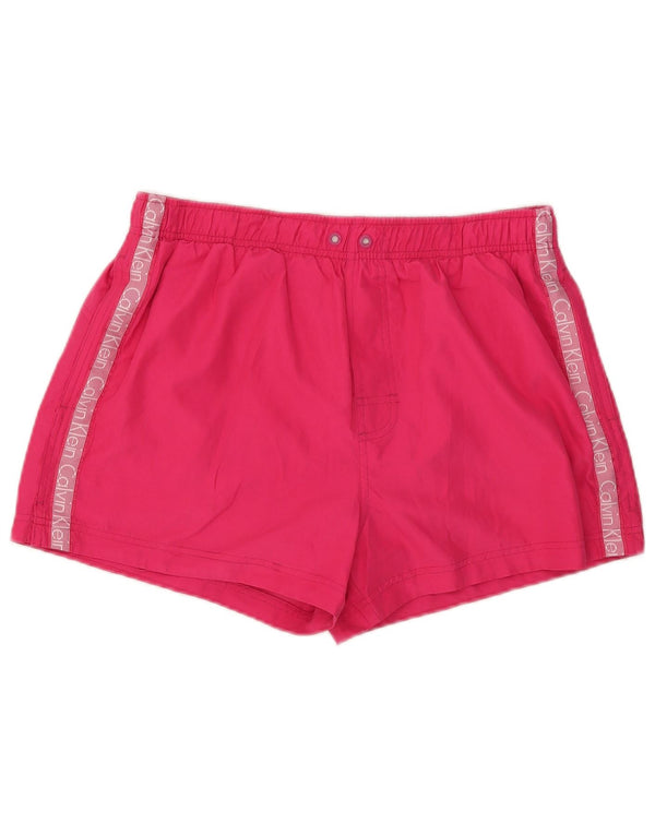 Shorts de natação feminino Calvin Klein gráfico UK 14 grande bloco colorido rosa