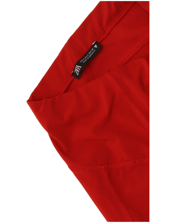 Zara Womens Stirrup Leggings UK 8 Small  Red