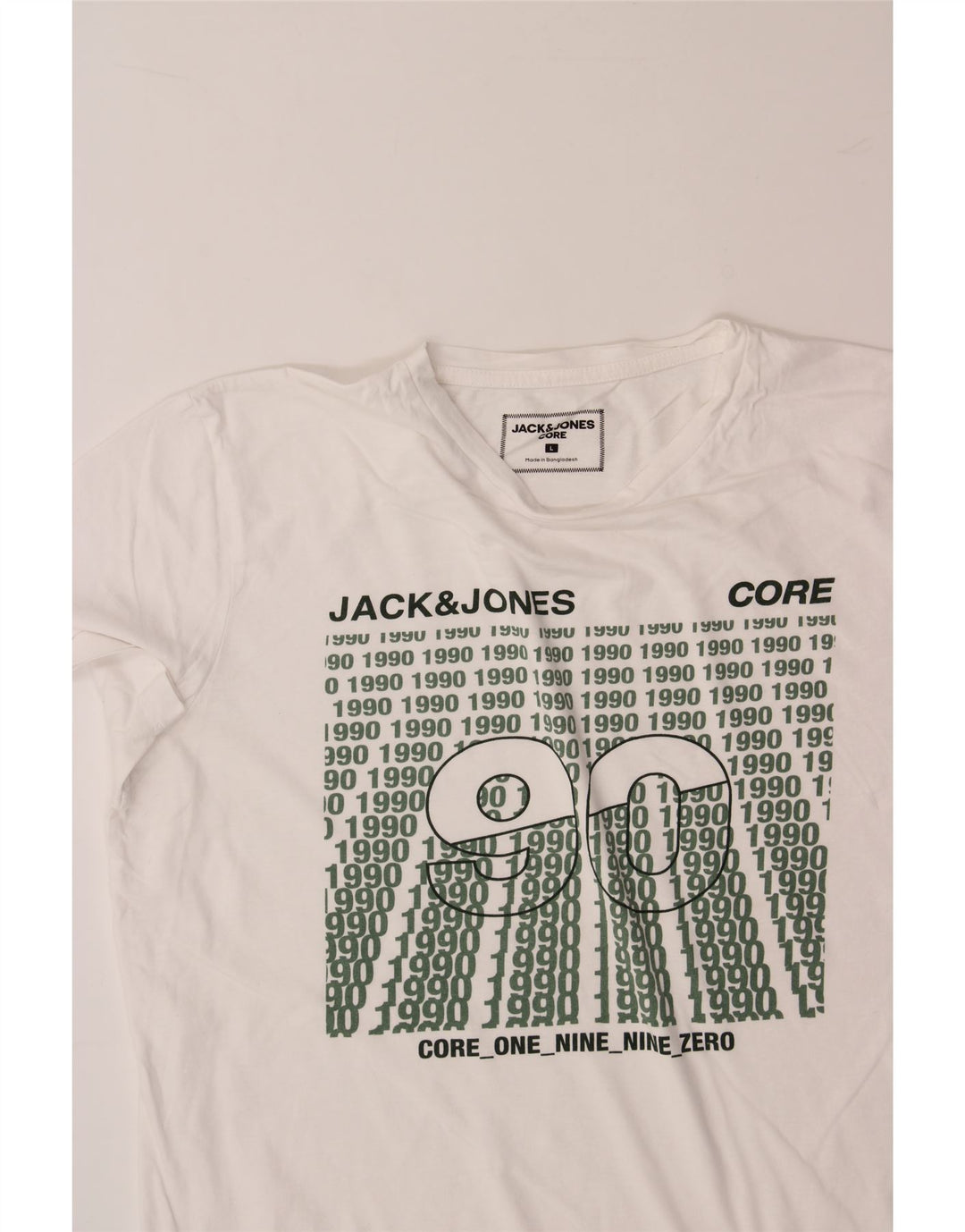 JACK & JONES Mens Core Graphic T-Shirt Top Large White Cotton Vintage Jack & Jones and Second-Hand Jack & Jones from Messina Hembry 