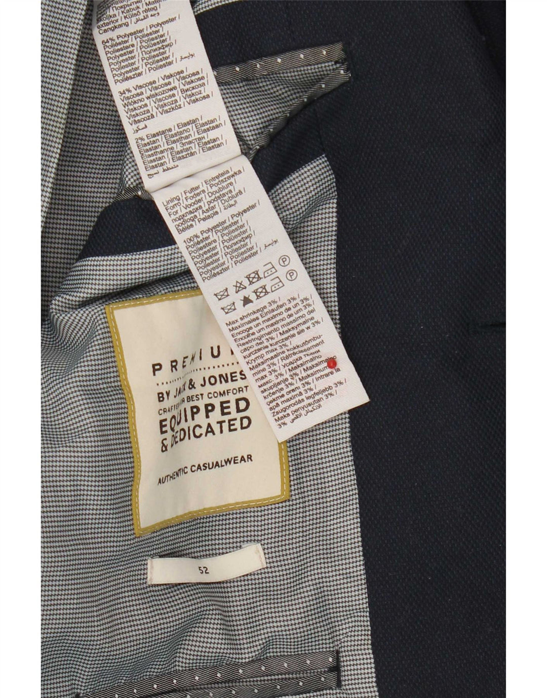 Jaqueta blazer masculina de 2 botões Jack & Jones IT 52 XL azul marinho poliéster