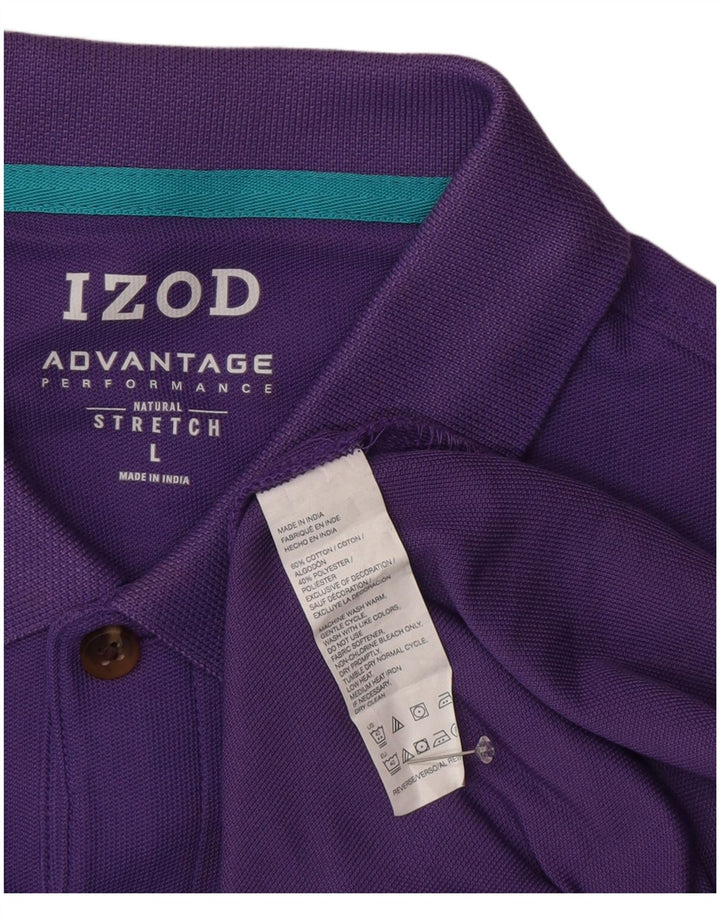 Izod Mens Polo Shirt Large Purple Cotton