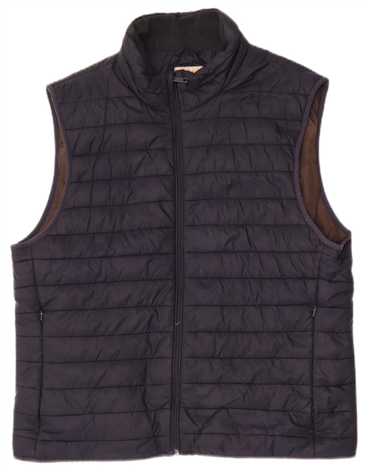 Zara Mens Padded Gilet UK 40 Large Navy Blue Polyester