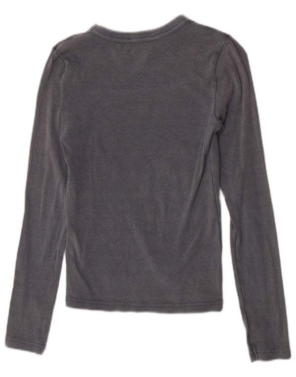 Zara Femme Top Manches Longues UK 12 Coton Gris Moyen