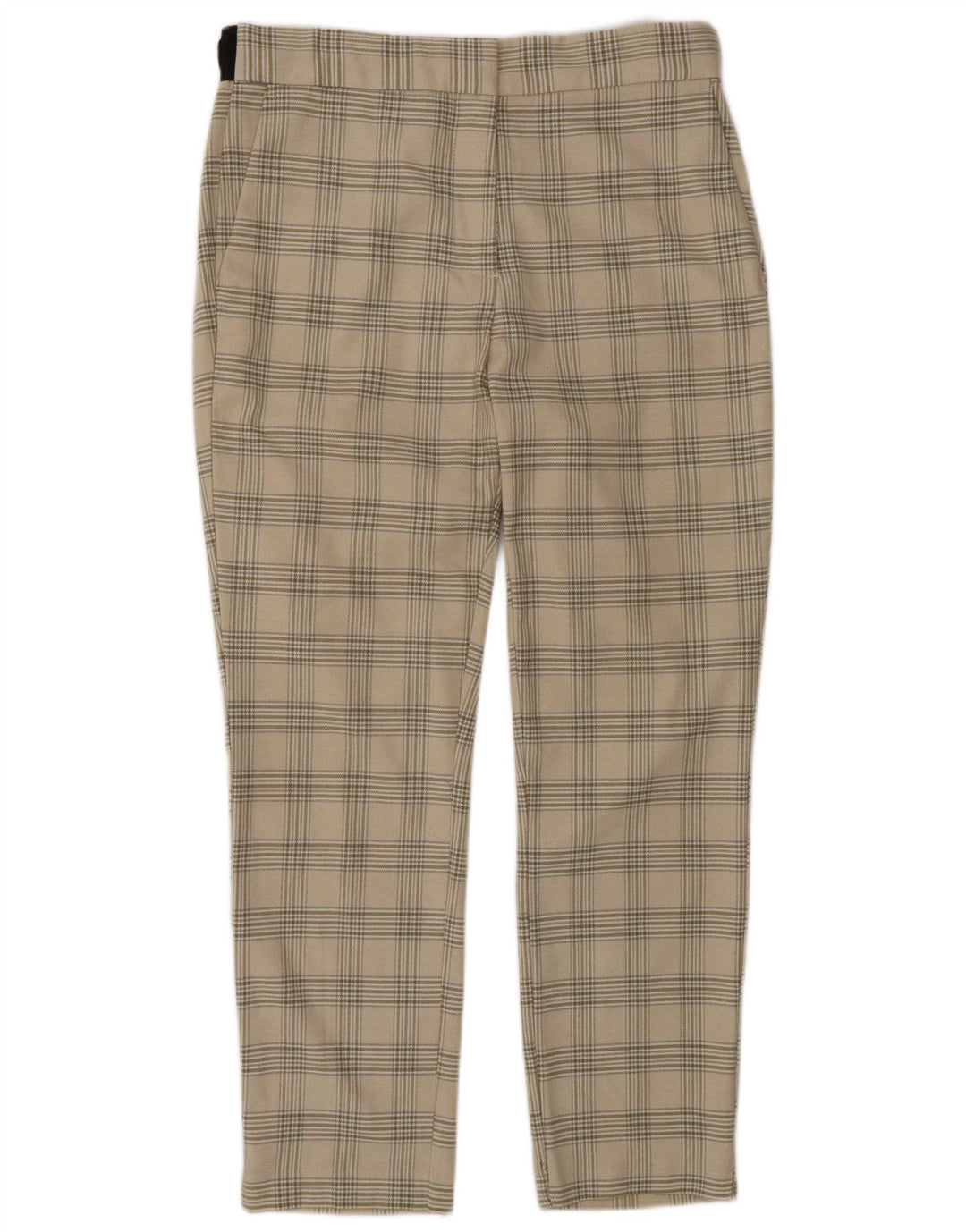 Zara Womens Tapered Suit Trousers Large W30 L27 Beige Check Polyester