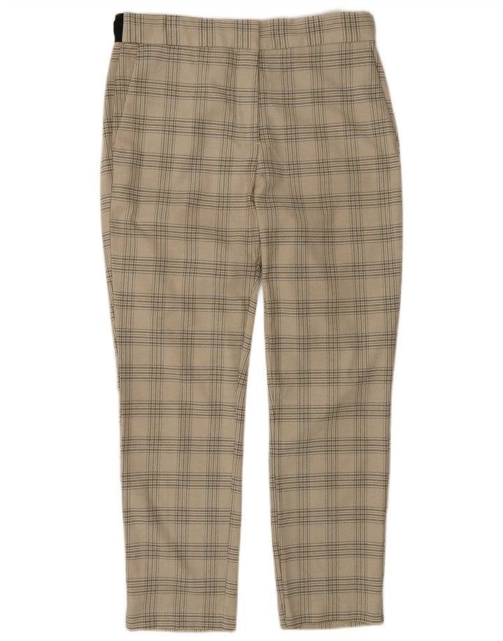 Zara Womens Tapered Suit Trousers Large W30 L27 Beige Check Polyester