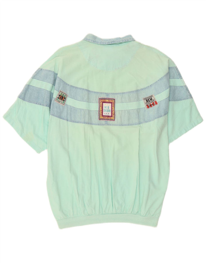 Chewan Chemise pull graphique pour homme, taille unique, turquoise, colour block