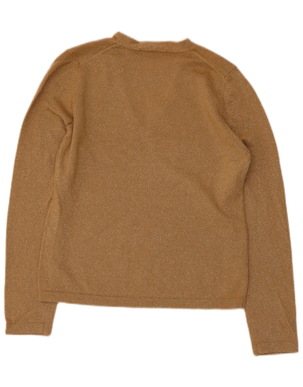Marks & Spencer Dame V-hals sweater UK 16 Large Beige Flecked Uld