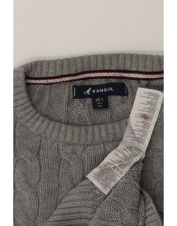 KANGOL Herren-Pullover mit Rundhalsausschnitt, groß, graue Baumwolle