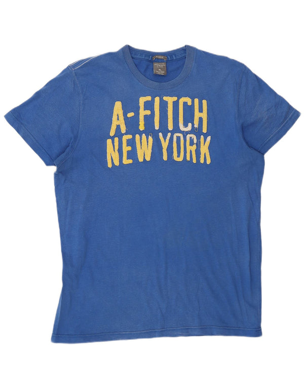 Męski T-shirt z grafiką Abercrombie & Fitch, XL, niebieski, bawełniany