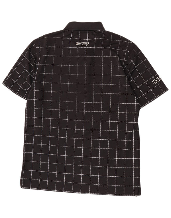 Lacoste Mens Polo Shirt Size 4 Medium Black Check Polyester