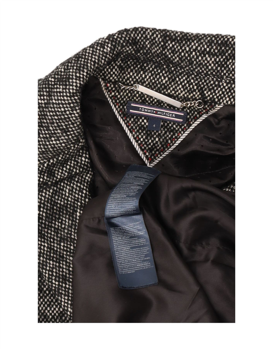 Tommy Hilfiger Womens Overcoat US 4 Small Navy Blue Flecked Wool