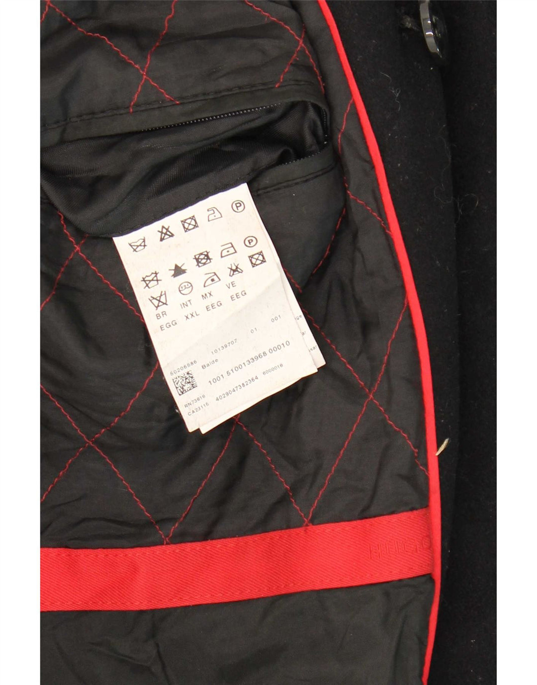 Hugo Boss Mens Pea Coat UK 44 2XL Black Virgin Wool