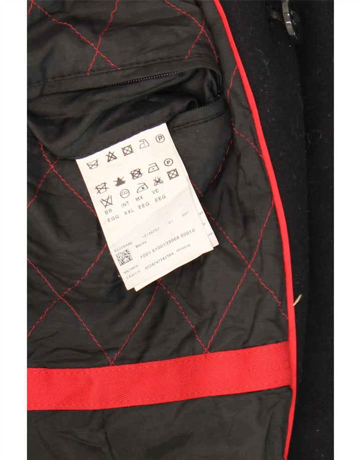 Hugo Boss Mens Pea Coat UK 44 2XL Black Virgin Wool