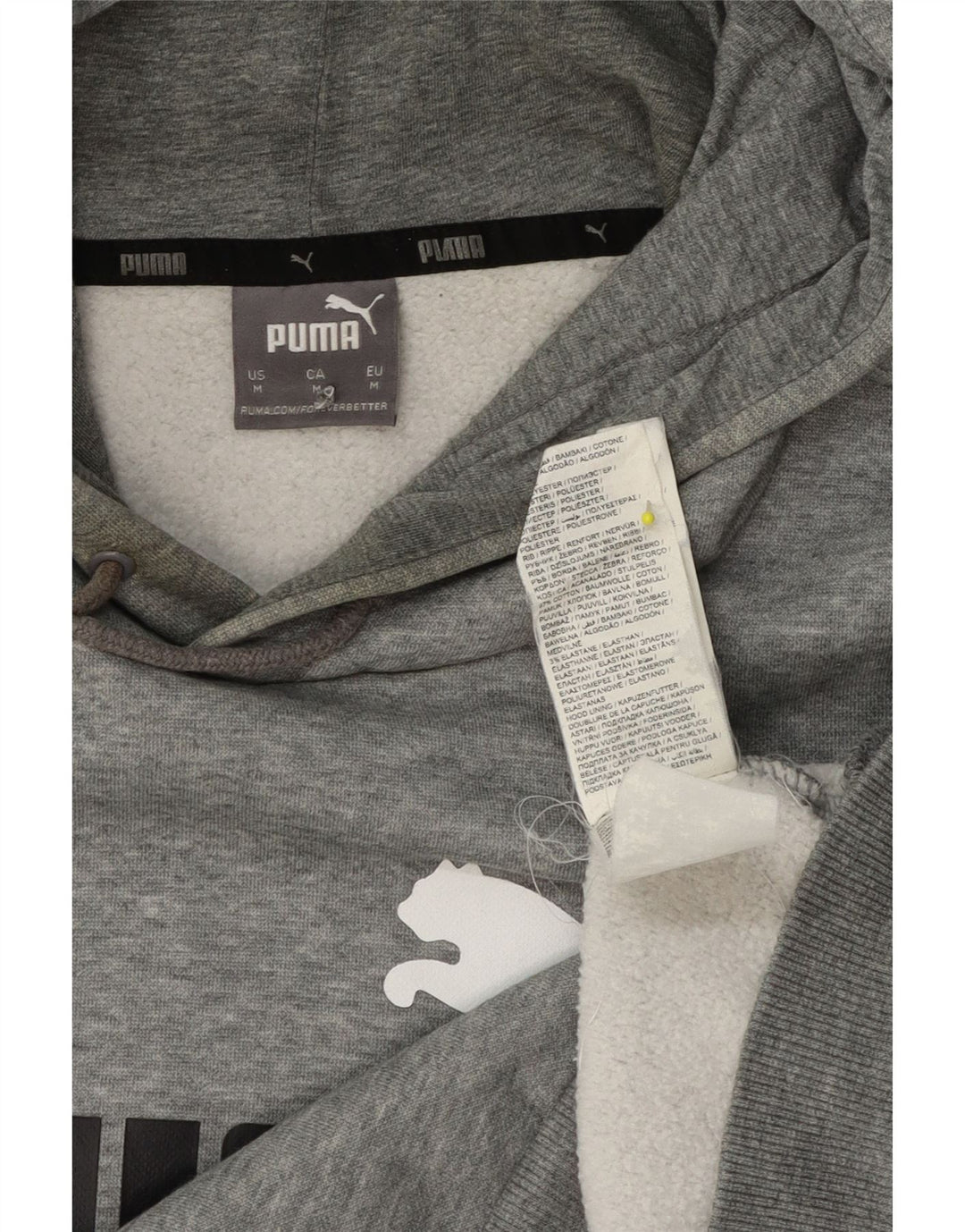 Puma Mens Graphic Hoodie Jumper Medium Grey Flecked Cotton