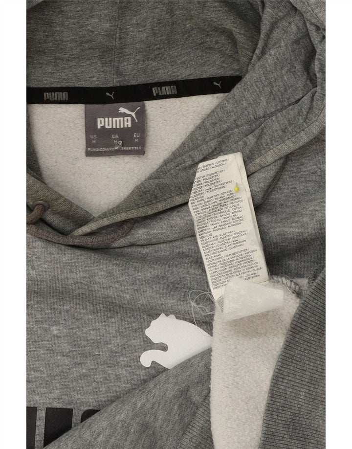 Puma Mens Graphic Hoodie Jumper Medium Grey Flecked Cotton