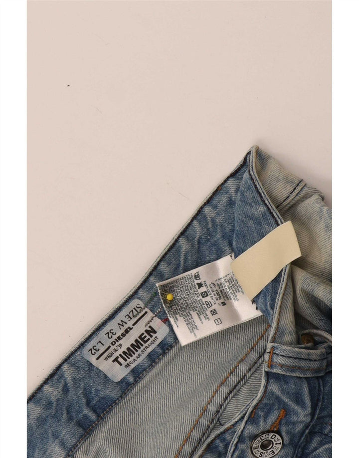 Diesel Mens Timmen Distressed Regular Straight Jeans W32 L32 Blue Cotton