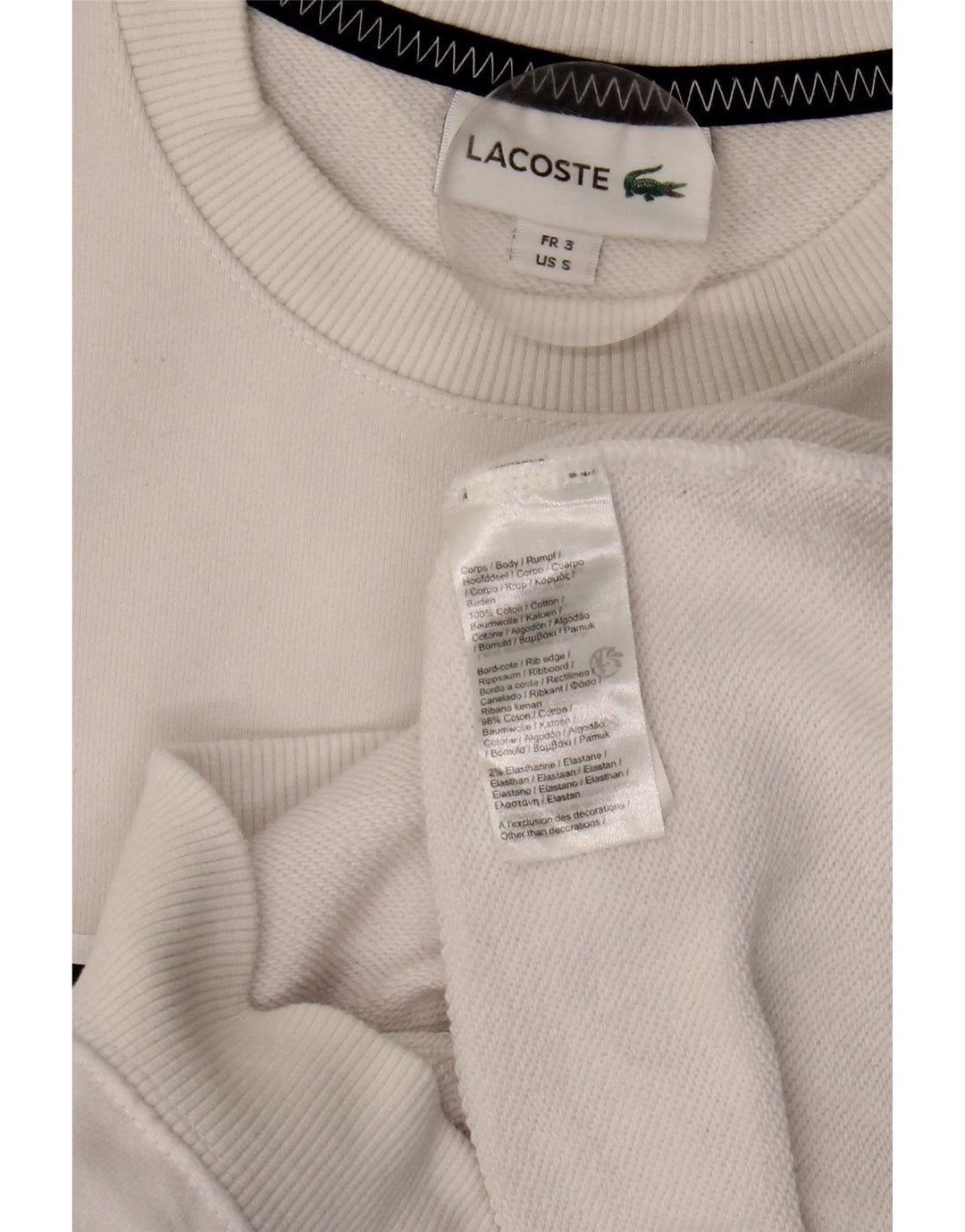 Lacoste Herre grafisk sweatshirt trøje størrelse 3 Lille hvid bomuld
